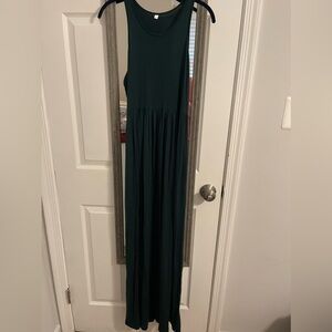 Dark Green Cotton Maxi Dress